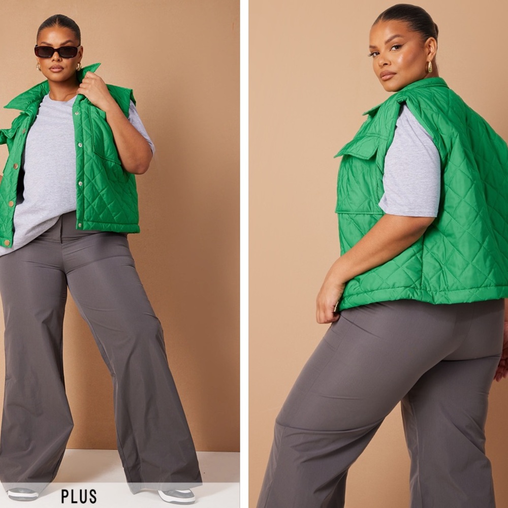 NWT Diamond Quilted Puffer Vest! 2 Front Flap Pockets. Snap Buttons. Collar COPY